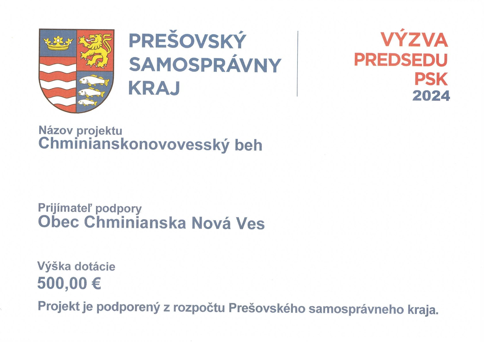 Fotka - Chminianskonovoveský beh 2024 - projekt podporený z rozpočtu PSK