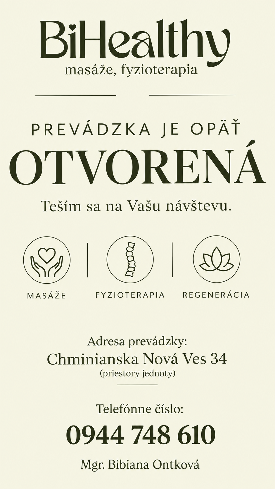 Fotka - Masáže, fyzioterapia - Chminianska Nová Ves