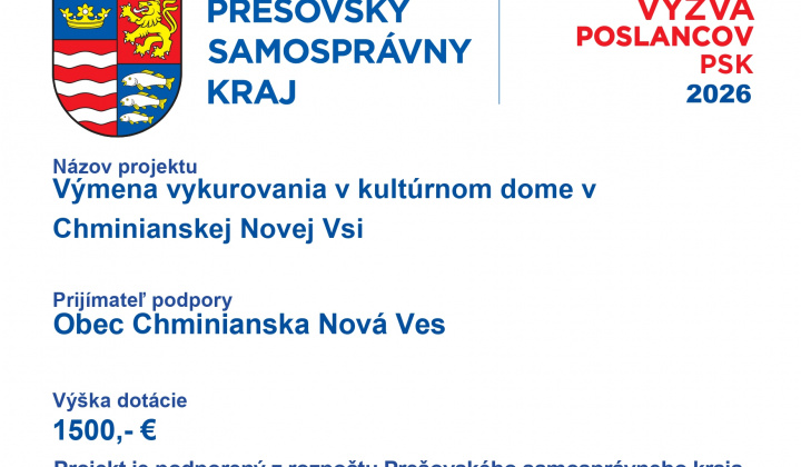 Fotka - Výmena vykurovania v kultúrnom dome v Chminianskej Novej Vsi